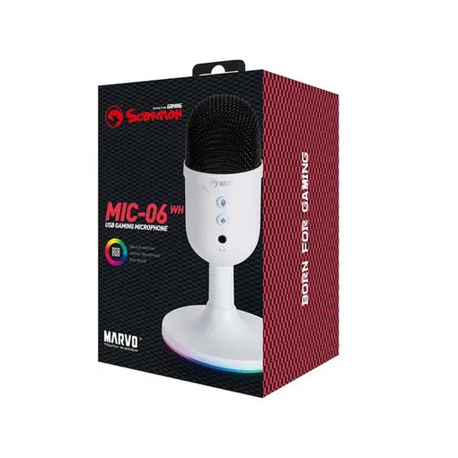 žičani mikrofon MIC-06 WH RGB bijeli